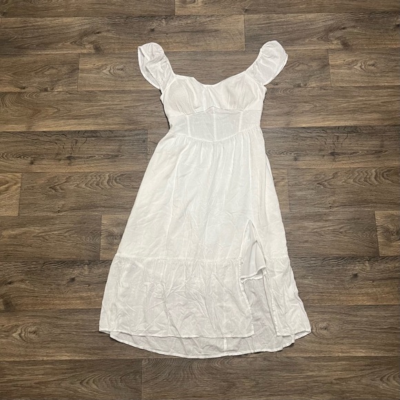 Hollister Lace Up Back Midi Dress White Size Large Fairy Coquette Milkmaid - Picture 4 of 10